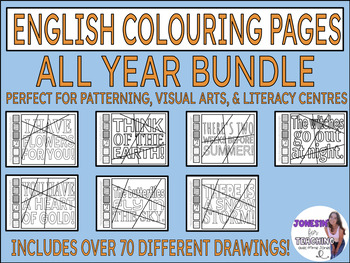 Preview of Year Long English Pop Art Bundle Colouring & Patterning | Coloring Centres