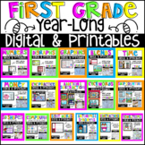 Year Long First Grade Math and Literacy Worksheets Digital