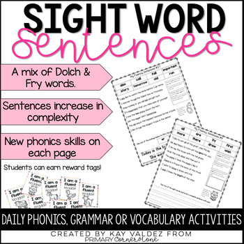 Sight Word Practice-Sight Word Fuency-Fluency Sentences-Brag Tags