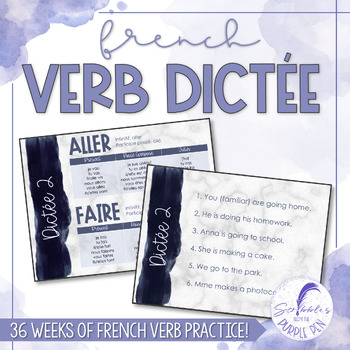 Preview of French Verb Dictée | Year-Long Resource