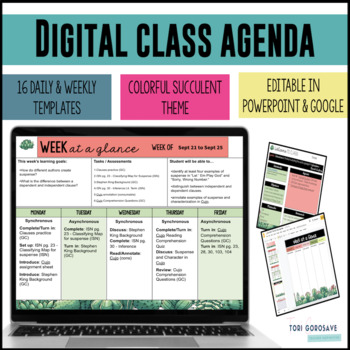 Daily Weekly Agendas Google Slide Powerpoint Succulent Theme