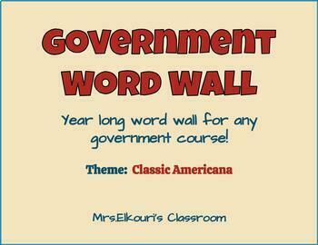 Preview of Year Long Government Word Wall!