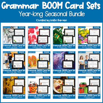 Preview of Year Long Grammar BOOM Cards BUNDLE for Back to School Activities