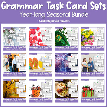 Preview of Year Long Grammar Task Cards BUNDLE for Back to School Activities