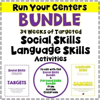 Preview of Year Long Guides/Plans to Running Centers for Social Skills and Language Skills