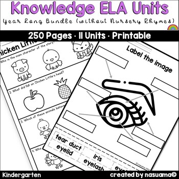 Preview of Year Long Knowledge Units Worksheets Kindergarten (without Nursery Rhymes)