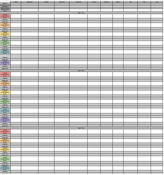 Preview of Year-Long Lesson Plan Spreadsheet Template FREEBIE