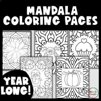 Preview of Year Long Mandala Coloring Pages Bundle