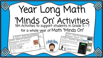 Preview of Year Long Math Minds On/Exit Ticket - Grade 5,6,7 Ontario - Distance Learning