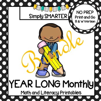 Preview of Year Long Math and Literacy Printables and Activities for First Grade Bundle