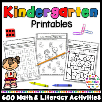 Preview of Year Long Math and Literacy Printables and Activities for Kindergarten Bundle
