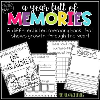 Preview of Year Long Memory Book with Monthly Writing Pages