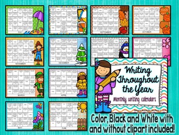 Preview of Writing Throughout the Year~monthly calendar prompts