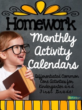Preview of Year Long Monthly Homework Calendars