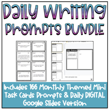 Preview of Year Long Daily Writing Prompts BUNDLE {Includes DIGITAL Google Slides}