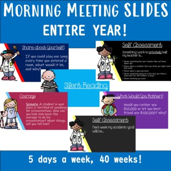 Preview of Year Long Morning Meeting SEL Powerpoint (5 days a week, 40 weeks!)