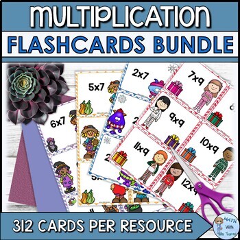 Preview of Year Long Multiplication Flash Cards Printable to 12 Bundle
