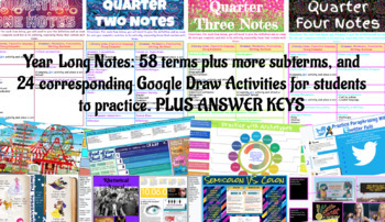 Preview of Year Long Notes/Terms- High School Grade 10 Plus Answer Key and Practice