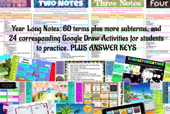 Preview of Year Long Notes/Terms for High School- Grade Nine w/ Answer Key and Practice
