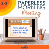 Year Long PAPERLESS Morning Meeting Daily Slides for Commu