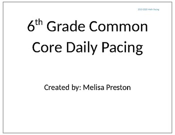 Preview of Year Long Pacing for 6th Grade Common Core Math