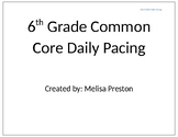 Year Long Pacing for 6th Grade Common Core Math