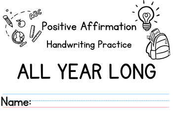 Preview of Year Long- Positive Affirmation Handwriting Practice