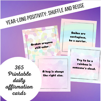 Preview of Year Long Positivity Printable Cards, Pastel Rainbow Design