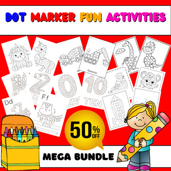 Preview of June NO PREP PreK Dot Marker Coloring Worksheets Morning Work MEGA BUNDLE