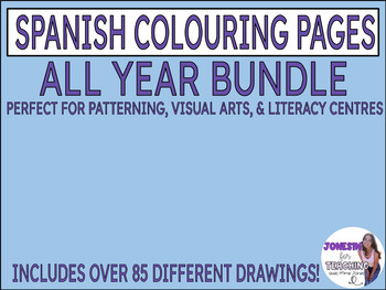 Preview of Year Long Spanish Pop Art Bundle Colouring & Patterning | Coloring Centres