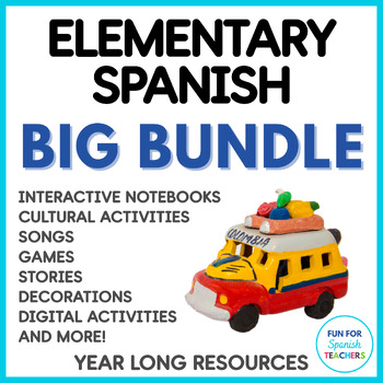 Preview of Year Long Spanish Resources for Elementary Spanish Curriculum - Big Bundle