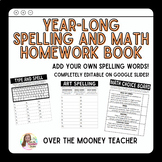 Year-Long Spelling Homework/Math Choice Board