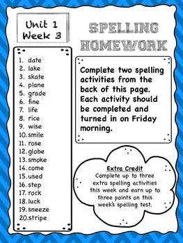 year 3 spelling homework activities