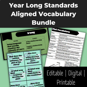 Preview of Year Long Standards Aligned Vocabulary Bundle | Digital, Editable, Printable