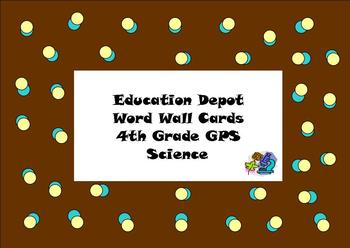 Preview of Year Long Word Wall Vocabulary Cards for 4th Grade Science