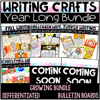 Preview of Year Long Writing Crafts GROWING Bundle with Bulletin Board Displays