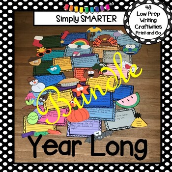 Preview of Year Long Monthly Super Simple Writing Cut and Paste Craftivities Bundle