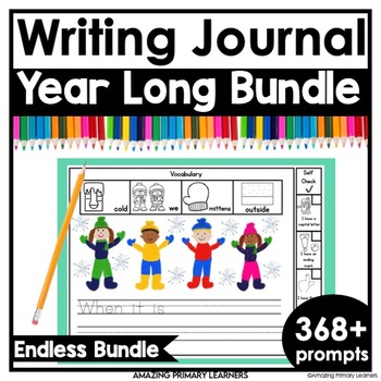 Preview of Year Long Writing Prompt Journal Activities with Sentence Starters