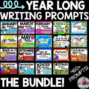 Year Long Writing Prompts & Writing Paper BUNDLE! by Ford and Firsties