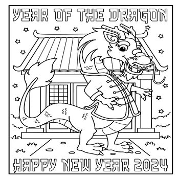 Year Of The Dragon 2024 Coloring Page - Chinese New Year Lunar - Dragon ...