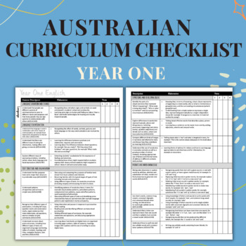 Preview of Year One - Australian Curriculum Checklist