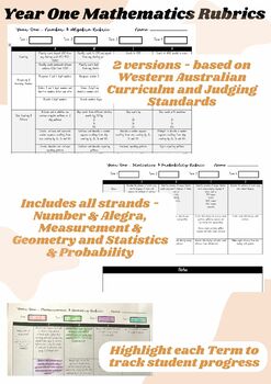 Preview of Year One - Complete Mathematics Rubrics for the whole Year - Australia