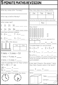 Year One Daily Maths Revision Book 2 by Lauren Fairclough | TPT