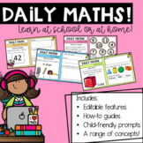 Year One Editable Daily Math Prompts | Distance Learning |