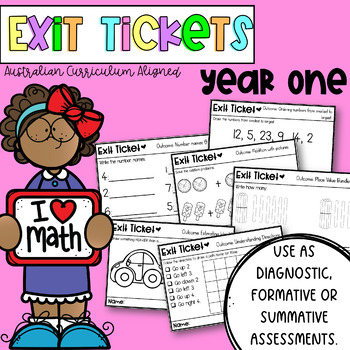 Preview of Year One / First Grade Math Exit Tickets | Australian Curriculum Friendly |