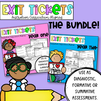 Preview of Year One & Two Math Exit Tickets | Australian Curriculum Friendly |
