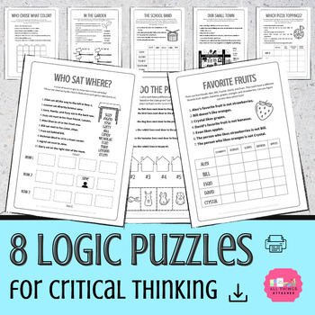 Preview of Year Round Activities | 8 Logic Puzzles | Early Finishers| Enrichment Worksheets