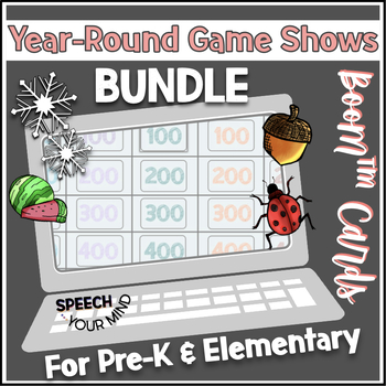 Preview of Language Game Shows Boom Cards™ Bundle Pre-K & Elementary Year-Round Trivia