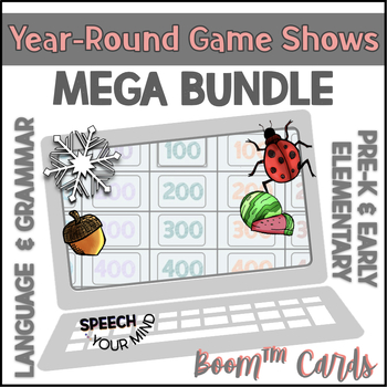 Preview of Language Game Shows Boom Cards™ Year Round Bundle | Languagen Trivia