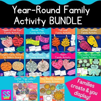 Preview of Year-Round Bulletin Board Crafts | Family Activity BUNDLE of 10